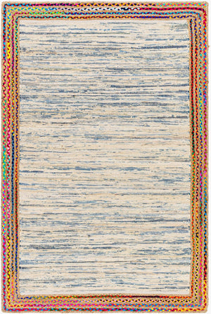 Livabliss Billie Handloomed Jute Flatweave Runner Rug for Entryways Hallways and Kitchens Tan, Dark Blue 5' x 7'6" BBI2301-576