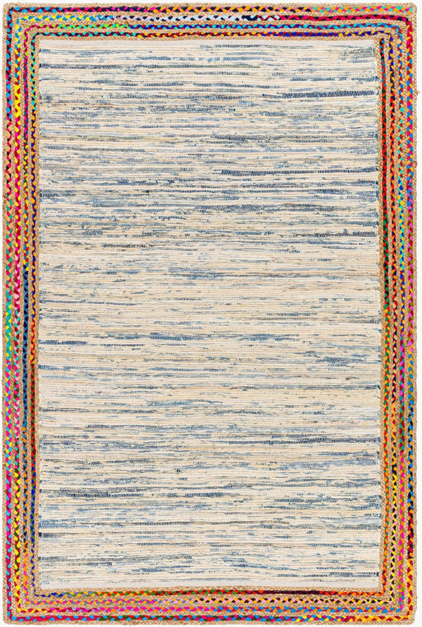Livabliss Billie Handloomed Jute Flatweave Runner Rug for Entryways Hallways and Kitchens Tan, Dark Blue 5' x 7'6" BBI2301-576