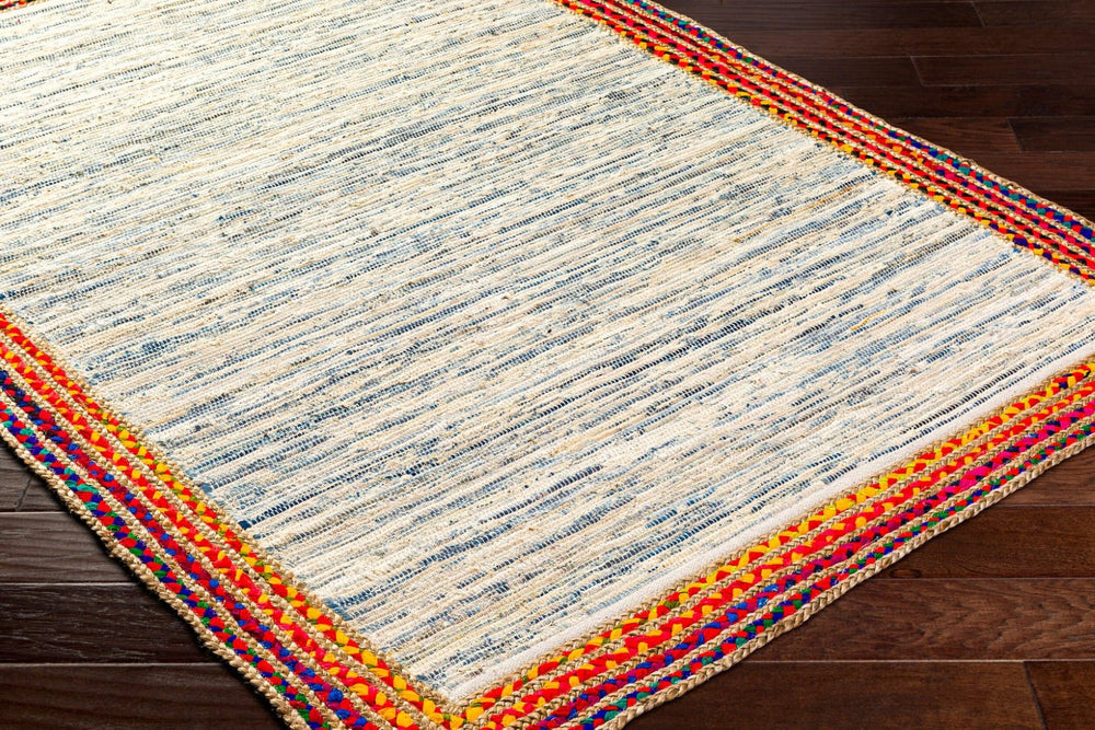 Livabliss Billie Handloomed Jute Flatweave Runner Rug for Entryways Hallways and Kitchens Tan, Dark Blue 5' x 7'6" BBI2301-576
