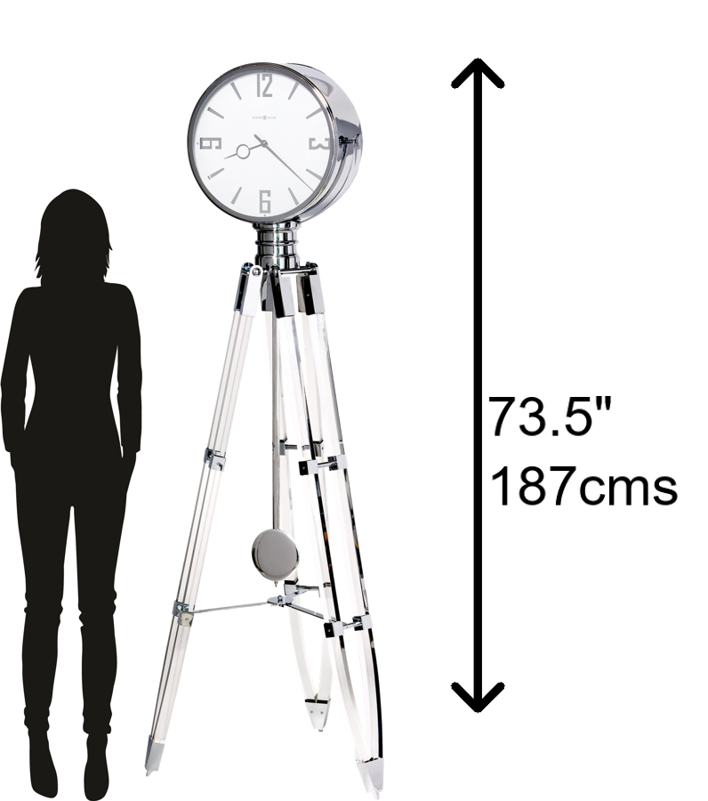 Hekman Furniture 615110 Stunning Tripod Grandfather Clock - Polished Chrome Elegance With Chimes & Unique Design  Chaplin V Acrylic Grandfather Clock 615110