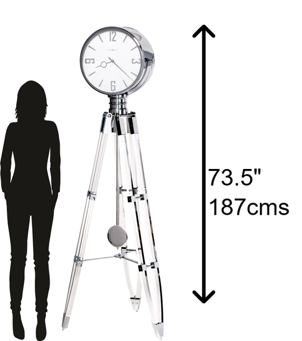 Hekman Furniture 615110 Stunning Tripod Grandfather Clock - Polished Chrome Elegance With Chimes & Unique Design  Chaplin V Acrylic Grandfather Clock 615110