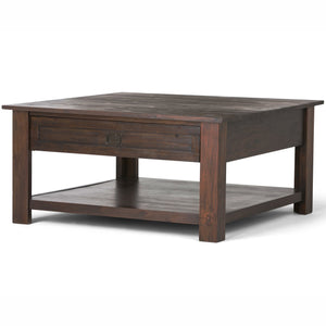 English Elm Monroe Square Coffee Table - Handcrafted Distressed Charcoal Brown With Storage & Rustic Charm B136P158950