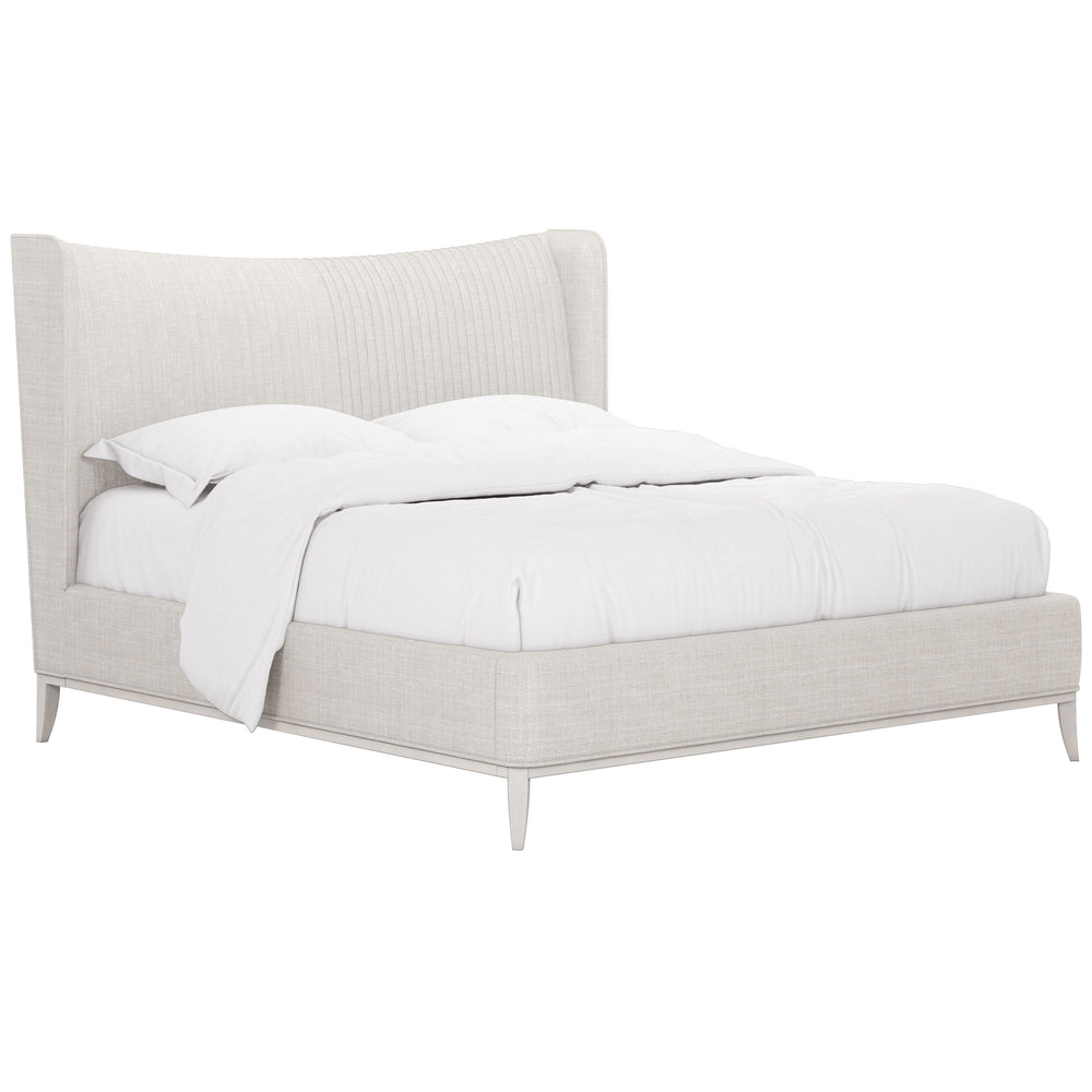 A.R.T. Furniture Mezzanine Elegant Dove Gray Bed With Arabesque Veneer Design For Luxury & Comfort In Your Bedroom Light Gray Parawood And Poplar Solids,Foam,Fiber,Fabric 325126-2249