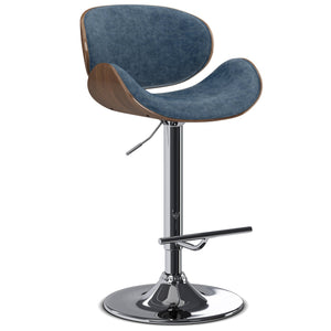 English Elm Marana Bentwood Adjustable Swivel Bar Stool - Distressed Blue With Chrome Base For Modern Spaces B136P158928