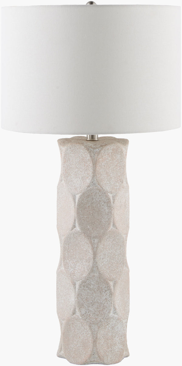 Surya Bimbila 28" Rustic Accent Table Lamp With Ceramic Base And Linen Shade - Perfect For Cozy Spaces Body, Gray,Finial, Gold,Cord, Translucent Ceramic,Linen,Plastic,Iron Bbm-001
