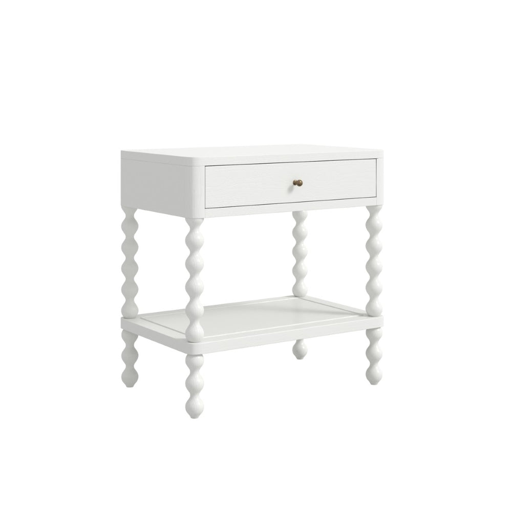 A.R.T. Furniture Haven Vintage-Inspired Open Nightstand - Elegant White Finish with Storage & Cottage Charm 339140-2367