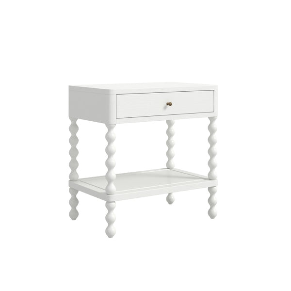 A.R.T. Furniture Haven Vintage-Inspired Open Nightstand - Elegant White Finish with Storage & Cottage Charm 339140-2367