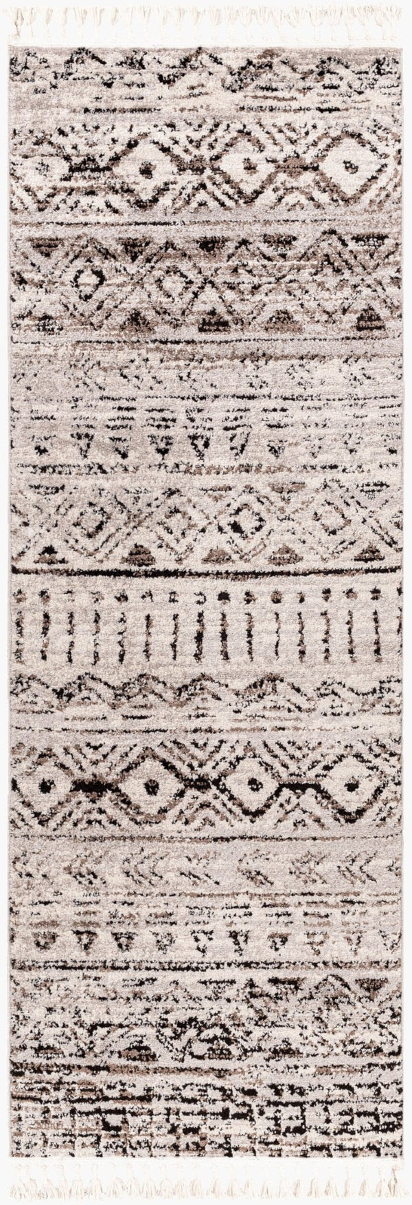Livabliss Blackburn Global Eclectic Polypropylene Runner Rug for Hallways and Entryways Light Gray, Gra 2'7" x 7'3" BBN2302-2773