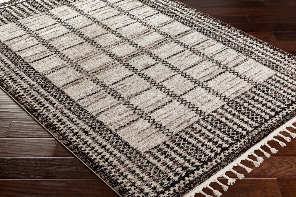 Livabliss Blackburn Collection Machine Woven Polypropylene Runner Rug for Hallways and Entryways Black, Dark Bro 9'2" x 12' BBN2309-9212