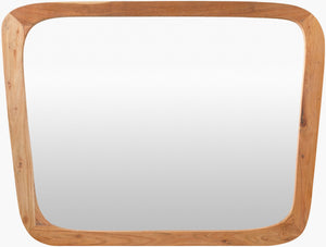 Surya Broome Accent Mirror 40"H X 30"W - Timeless Mid-century Modern Wall Decor For Elegant Spaces Frame, Brown Acacia Bbr003-40301