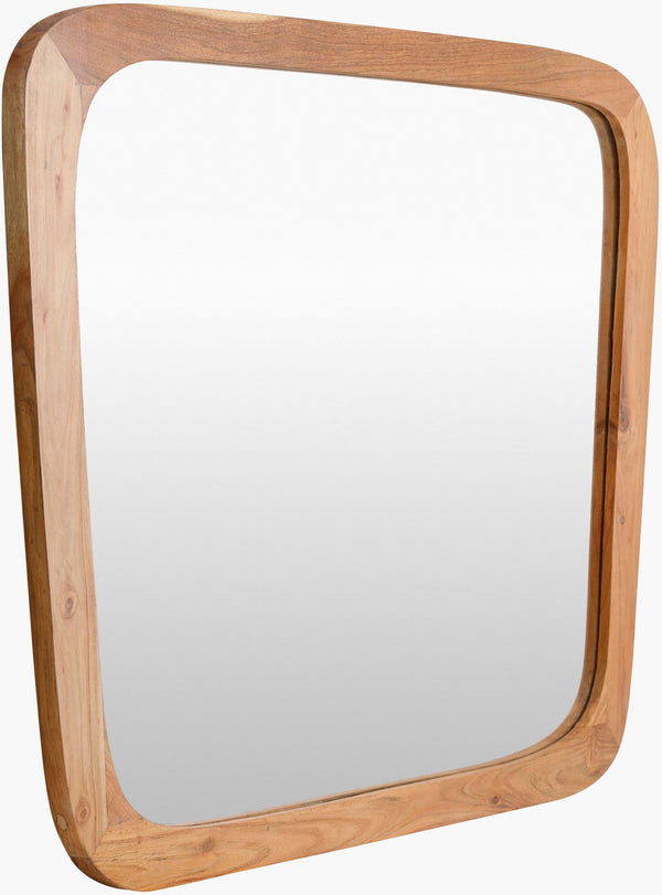 Surya Broome Accent Mirror 40"H X 30"W - Timeless Mid-century Modern Wall Decor For Elegant Spaces Frame, Brown Acacia Bbr003-40301