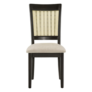 Homelegance By Top-Line Delroy Cane Accent Slat Back Dining Chairs (Set of 2) Black Rubberwood