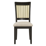 Homelegance By Top-Line Delroy Cane Accent Slat Back Dining Chairs (Set of 2) Black Rubberwood