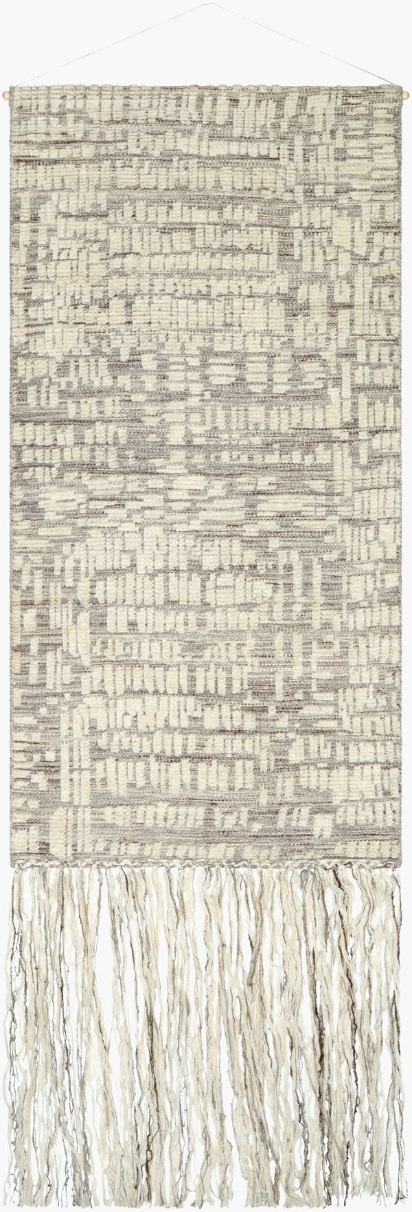 Surya Bribana Bohemian Wall Hanging Decor - 99"H X 24"W, Unique Cotton & Wool Art For Cozy Spaces 'Ivory Wool,Cotton,Wood Bbs002-60306