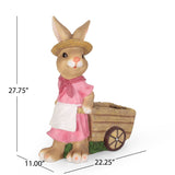 Christopher Knight Home® - Noble House - Wallen Outdoor Decorative Rabbit Planter, Pink and Brown