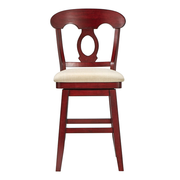 Homelegance By Top-Line Juliette Napoleon Back Counter Height Wood Swivel Chair Red Rubberwood