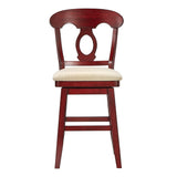 Homelegance By Top-Line Juliette Napoleon Back Counter Height Wood Swivel Chair Red Rubberwood