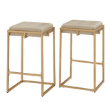 Homelegance By Top-Line Piper Gold Finish Metal Velvet Button Tufted 24" Counter Height Stools (Set of 2) Beige Engineered Wood