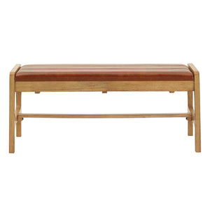 Homelegance By Top-Line Shawnda Modern Scandinavian Light Oak Finish Bench Oak Faux Leather