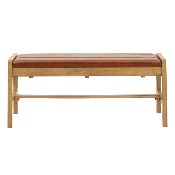 Homelegance By Top-Line Shawnda Modern Scandinavian Light Oak Finish Bench Oak Faux Leather