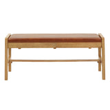 Homelegance By Top-Line Shawnda Modern Scandinavian Light Oak Finish Bench Oak Faux Leather