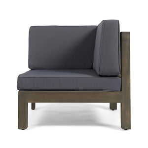 English Elm Oana Modular Outdoor Sectional Sofa Set Solid Acacia Wood Five Seat Patio Corner 64497-98-99.00DGY-64496.00GRY
