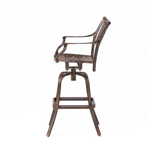 English Elm Christopher Knight Home® - TAHOE Cast Aluminum Bar Stool 29.5" Antique Copper Finish — Elegant Patterned Outdoor Patio Seating Durable 54024.00