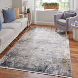 Feizy Rugs Cadiz Viscose/Acrylic Machine Made Industrial Rug Ivory/Taupe/Gray 12' x 18'
