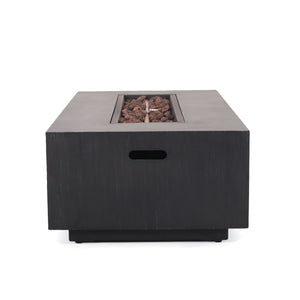 English Elm Outdoor Rectangular Iron Fire Pit 50000 Btu Propane Patio Heater Bold Contrast 72396.00BLKBRS-50K