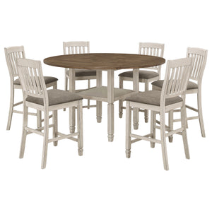 English Elm Bentley 7-Piece Counter-Height Dining Set: Rustic Cream & Nutmeg With Storage For Modern Homes B062S01035
