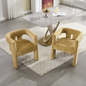 English Elm United We Win Chenille Barrel Accent Armchairs Set of Two for Living Room Dining Yellow W1568P389274