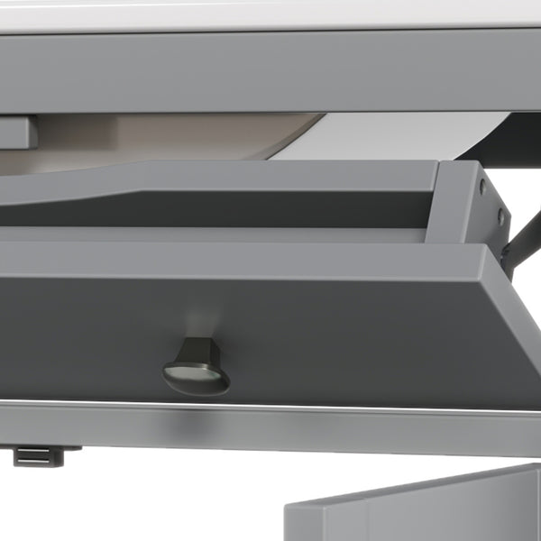 English Elm Christopher Knight Home® - 30" Bathroom Vanity with Ceramic Sink, Solid Wood Legs, Adjustable Shelf, Tip-Out Tray, Soft-Close Hinges, Silver Knobs, Moisture-Resistant Finish Gray N817P286250G