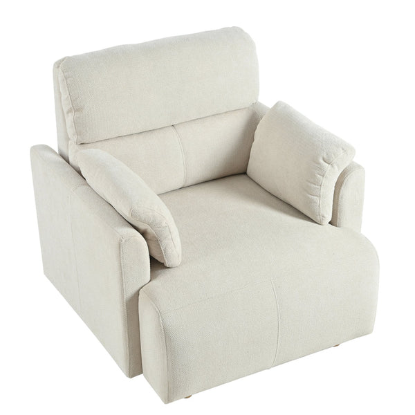 English Elm Oversized Storage Ottoman Accent Chair with Deep Wide Seat, Mid-Century Upholstered Lounge Sofa for Cozy Reading and Relaxation Beige+Grey W1028S00044