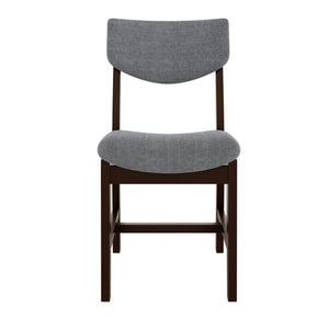 English Elm 4-piece Farmhouse Solid Wood Dining Chairs Upholstered Gray Fabric Curved Back Seating Espresso N752P368504P