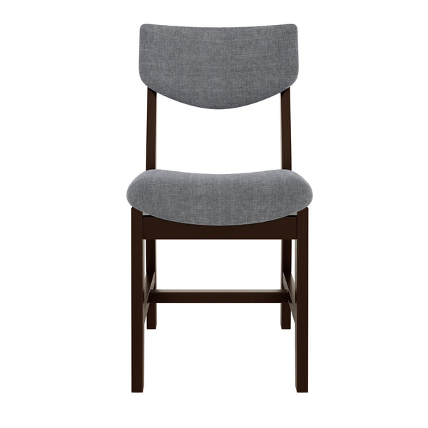 English Elm 4-piece Farmhouse Solid Wood Dining Chairs Upholstered Gray Fabric Curved Back Seating Espresso N752P368504P