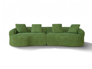 English Elm 110-inch Curved Chenille Modular Cloud Sofa Four Seat Plush Lounge for Living Room Green W5527S00005