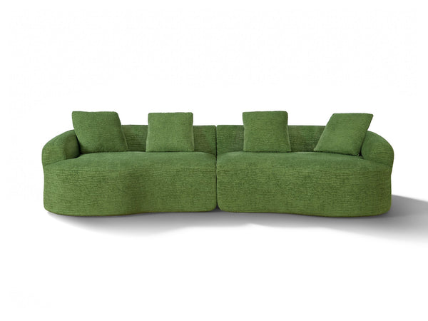 English Elm 110-inch Curved Chenille Modular Cloud Sofa Four Seat Plush Lounge for Living Room Green W5527S00005