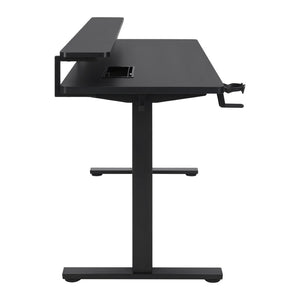 OSP Home Furnishings Primo Electric Standing Desk with Monitor Shelf Steel Frame and Built-in Cable Management PMO6024GD-BCF