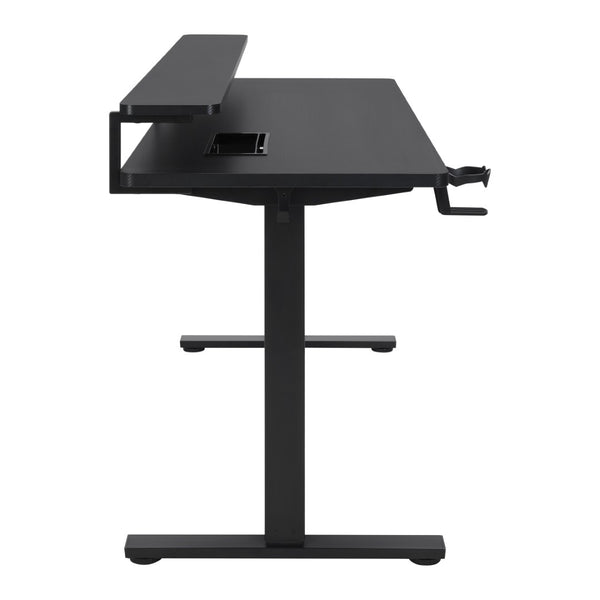 OSP Home Furnishings Primo Electric Standing Desk with Monitor Shelf Steel Frame and Built-in Cable Management PMO6024GD-BCF