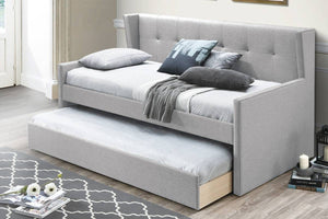 English Elm Contemporary Button Tufted Burlap Upholstered Daybed for Guest Room or Home Office B011S02044