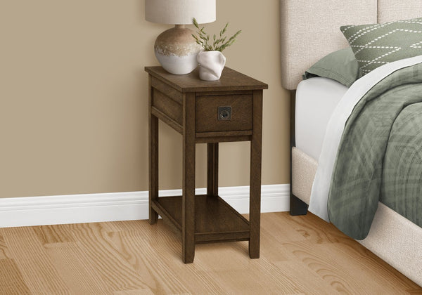 English Elm Accent Transitional Side Table with Drawer and Cabinet, Coastal Washed Grey Veneer, 25" High Compact Nightstand Espresso 27 L x 23 W x 7 H B2710P219464