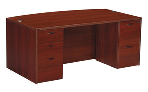 OSP Home Furnishings Napa Bow Top Executive Desk with Curved Edge and Spacious Ergonomic Work Surface Mahogany NAPMAH-TYP1