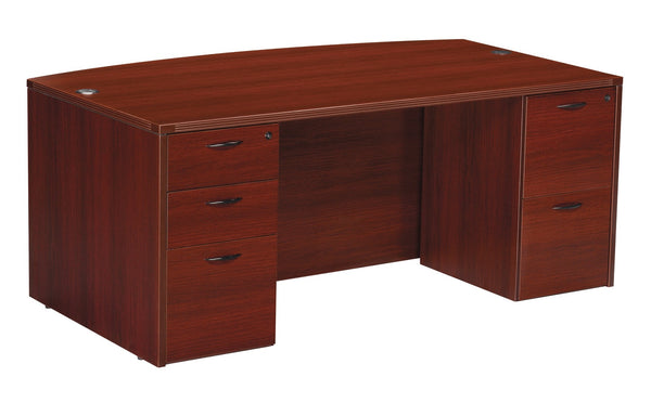 OSP Home Furnishings Napa Bow Top Executive Desk with Curved Edge and Spacious Ergonomic Work Surface Mahogany NAPMAH-TYP1