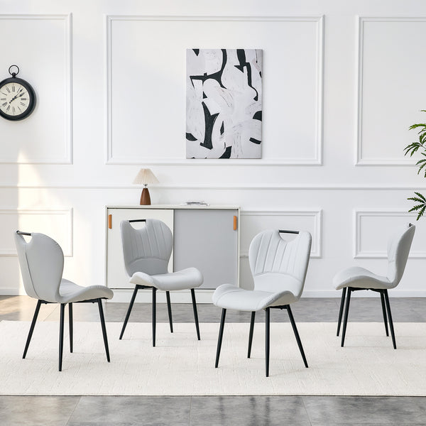 English Elm Set of 4 Olive Fabric Dining Chairs Ergonomic Cushion Black Steel Frame Modern Black,Light Gray W1151P454884