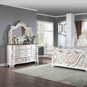 English Elm Luxury Pearl White Dresser Genuine Marble Top Bronze Hardware Dovetail Bedroom Storage B2741P448889