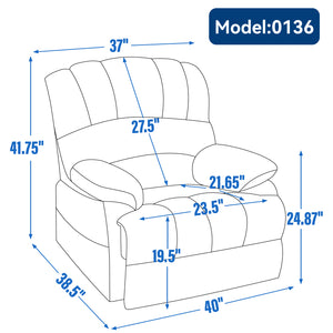 English Elm Large Oversized Manual Recliner Upholstered in Neutral Fabric for Relaxing Living Rooms Beige W3224P288517