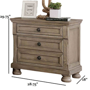 English Elm Contemporary Stone Top Nightstand Reeded Drawers Chrome Pulls Gray Bedroom Storage B2741P436976