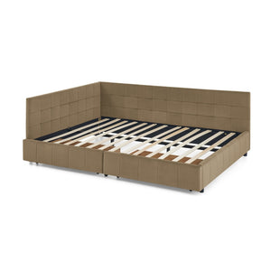 English Elm Queen Size Upholstered Tufted Bed Frame - Versatile Velvet Sofa Bed With Armrests & Backrest Comfort W487S00278-GIGA