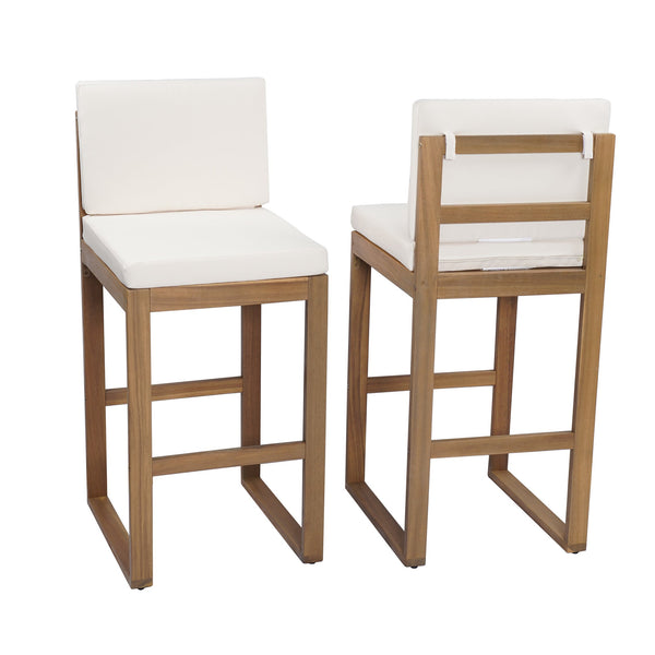 English Elm Christopher Knight Home® - Outdoor Acacia Wood Barstool set brings rustic-modern charm, durable solid wood, water-resistant cushions, easy assembly Light beige,Light Brown 43 L x 24.25 W x 11.5 H N776P285374L