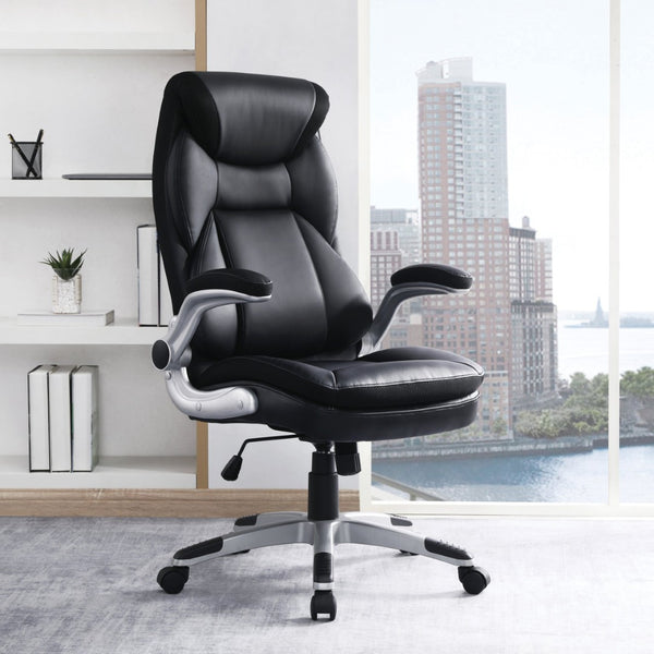 OSP Home Furnishings Exec Bonded Leather Office Chair with Lumbar Support Padded Arms and Ergonomic Tilt ECH17056-EC3
